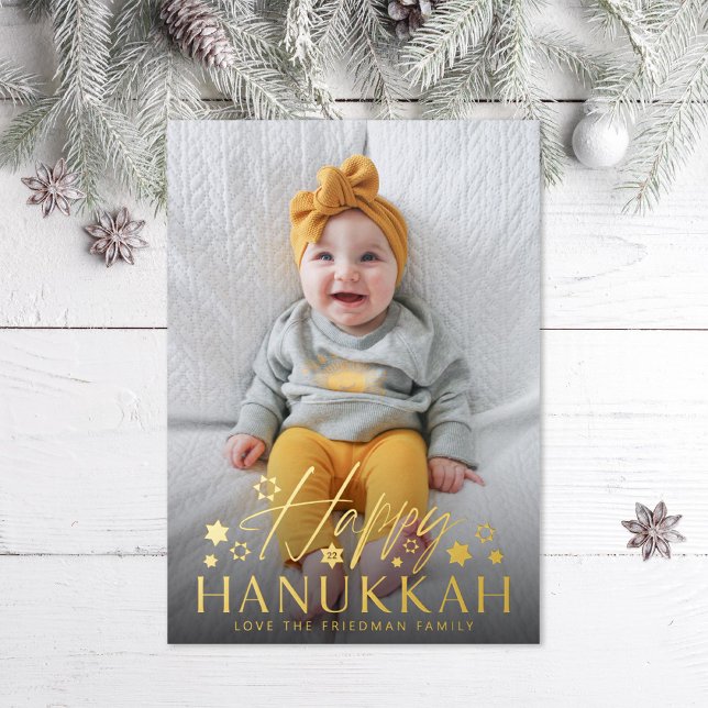 Festividad Starry Happy Hanukkah Photo Gold (Subido por el creador)