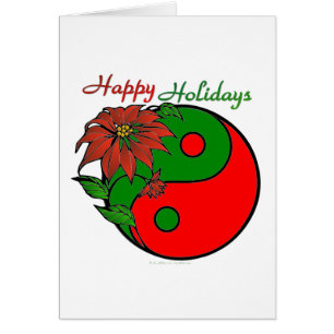 Festividad Yin Yang Poinsettia Verde Rojo