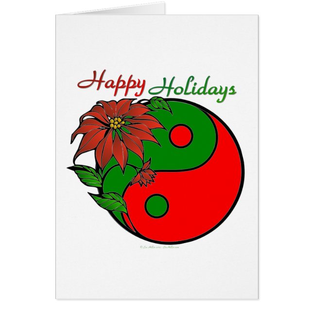 Festividad Yin Yang Poinsettia Verde Rojo (Frente)