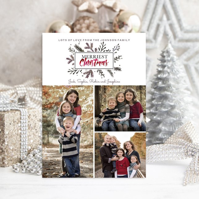 Festividades de navidades | Botánico | Tarjeta fot (Christmas Holiday | Botanical Watercolor | Photo Card)