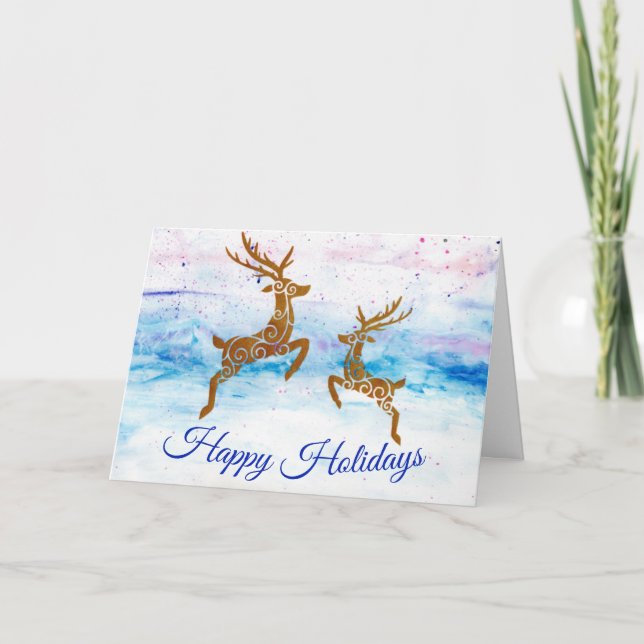 Festividades felices Tarjeta de Navidades de renos (Anverso)