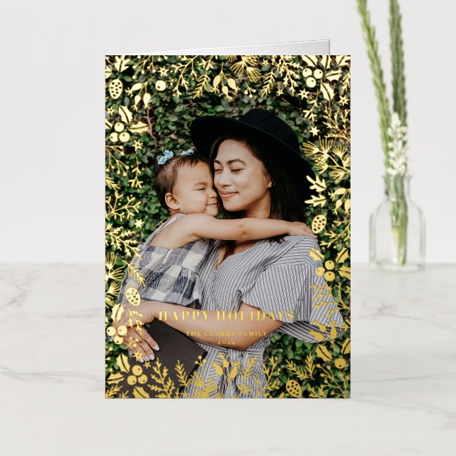 Festividades Navidades Foliage Frame Felices Fiest (Flor)