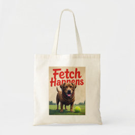 Fetch Happens Perro humorístico bolsa de tote fang