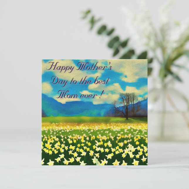 Fête des mères - Champ de jonquilles - peinture (Anverso de pie)