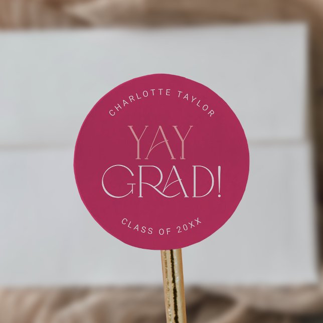 Fete moderno | Pegatina de Graduación de Yay Pink  (Subido por el creador)