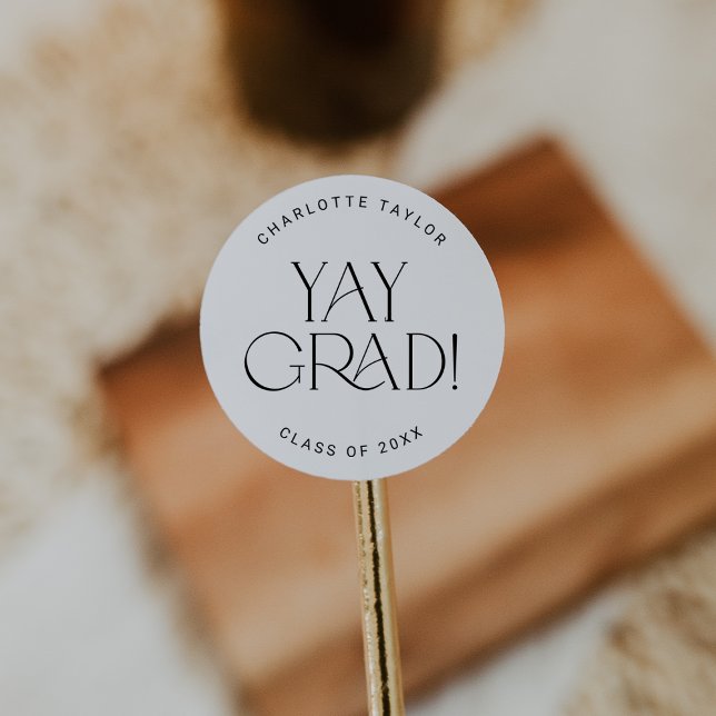 Fete moderno | Pegatina de Graduación Mínimo Yay (Subido por el creador)