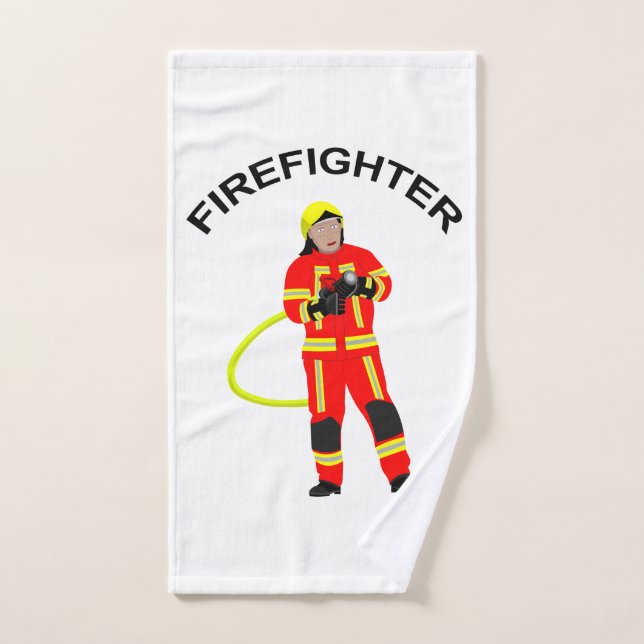 Feuerwehrmann in roter Einsatzkleidung  Handtuch (Toalla de mano)