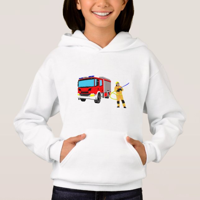 Feuerwehrmann und Löschfahrzeug Hoodie (Anverso)