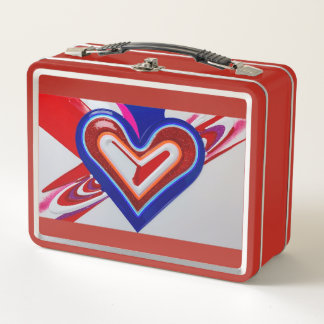 Fiambrera de metal. Cute Heart Design Lunch Box
