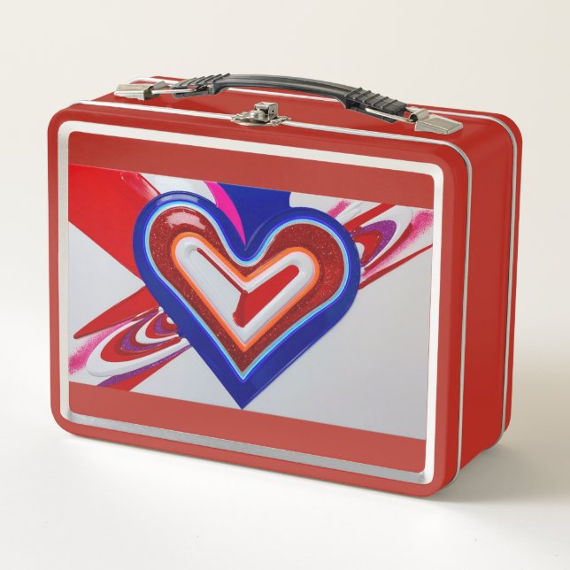 Fiambrera de metal. Cute Heart Design Lunch Box (Anverso)