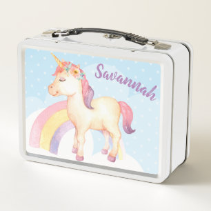 Fiambrera feliz personalizada del unicornio con
