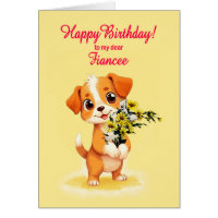 Fiancee Birthday Puppy y Flores