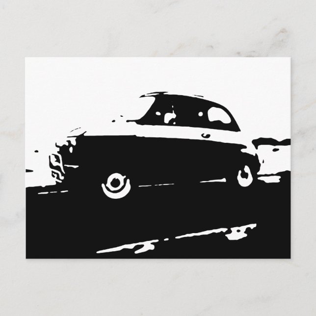 Fiat 500 classic - postal de imagen negra (Anverso)