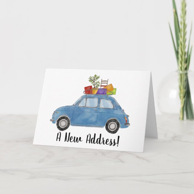 Fiat 500 con cosas Nueva tarjeta de dirección (Anverso)