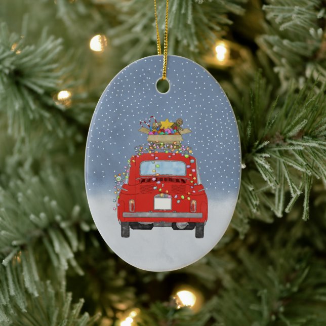 Fiat 500 con Navidades regalos Ornamento cerámico (Árbol)