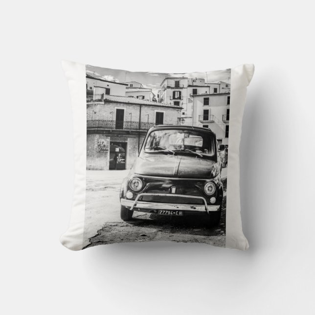 Fiat 500 en Italia, almohada clásica de coche, coj (Anverso)