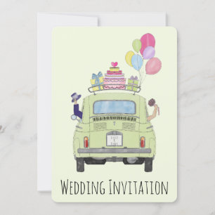 Fiat 500 Invitación de matrimonio de pareja en aut