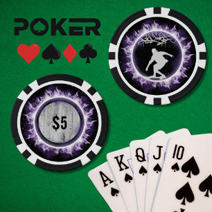 Ficha de Juego de Poker Morado de Skateboarder de 
