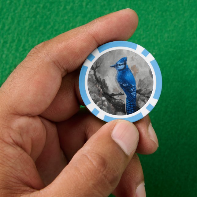 Ficha de póquer arrendajo azul (Mano)