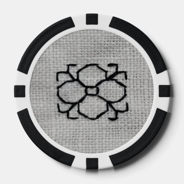 ficha de póquer de bordado blackwork (Anverso)
