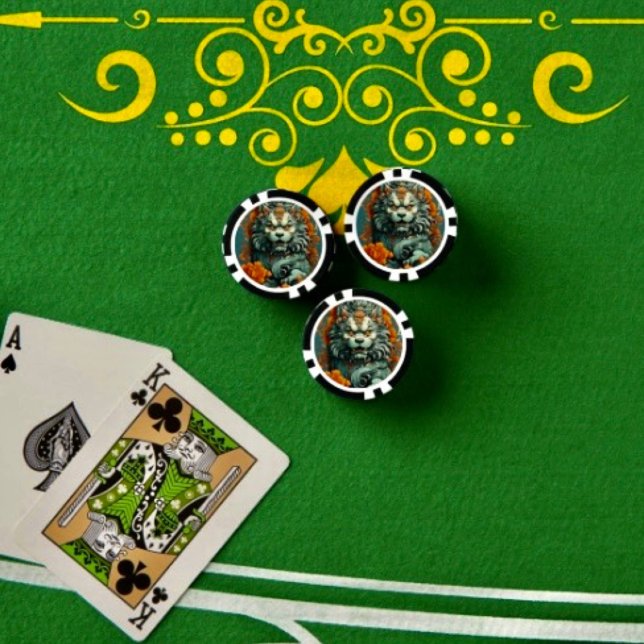 Ficha de póquer León de la Sabiduría (Flu Lion of Wisdom Poker Chip Casino Game Night Gift Set)