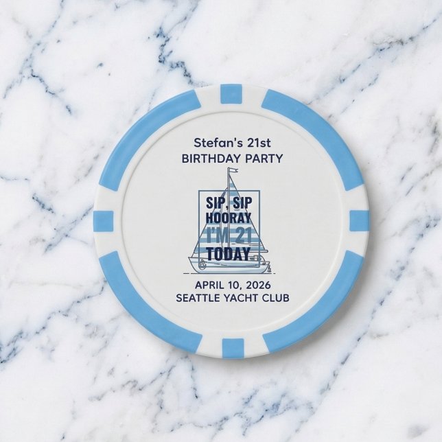 Ficha de póquer personalizada para cumpleaños núme (Sip sip hooray celebrate today.)