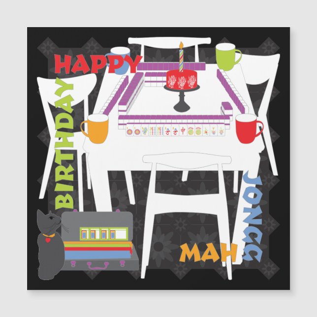 Fichas de Mah Jongg y tarjeta imantada para mesa (Anverso)