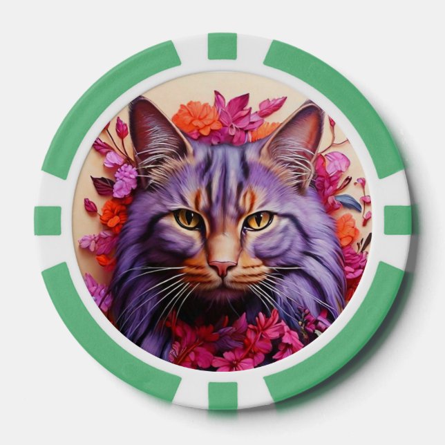 Fichas de Poker Afortunadas para Amantes de Gatos (Anverso)