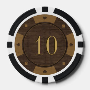 Fichas de póker de madera rústicas del estilo de
