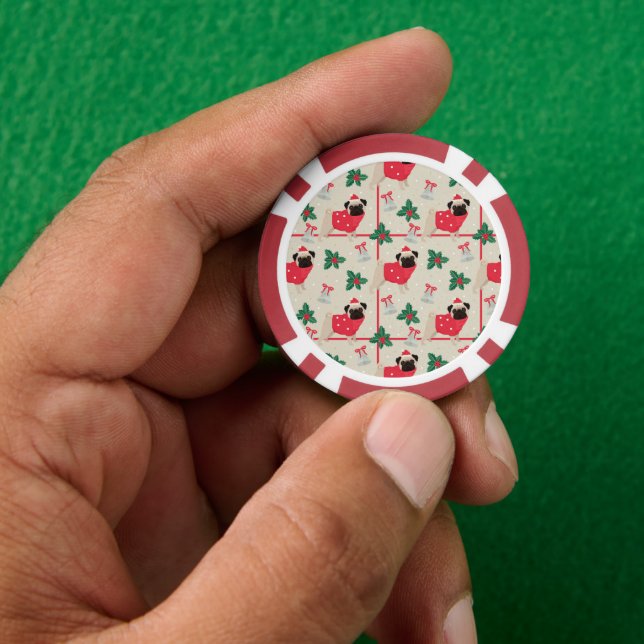 Fichas de Poker de Puggy Navidad (Mano)