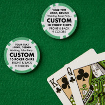 10 x Personalizados personalizados GREEN Poker Chi