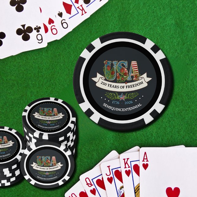 Fichas De Póquer 1776-2026 Midnight Blue & Black Luxury Patriotic  (1776-2026 Midnight Blue & Black Luxury Patriotic Poker Chips)