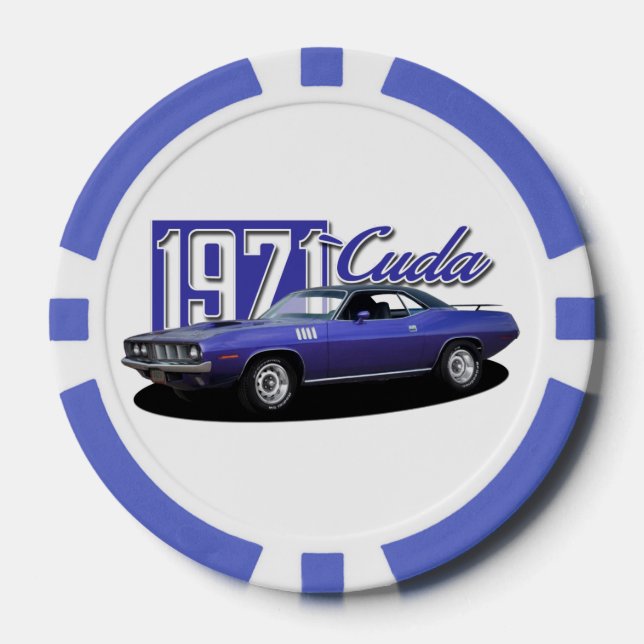 Fichas De Póquer 1971 Plymouth Barracuda Cuda Mopar Coche (Anverso)