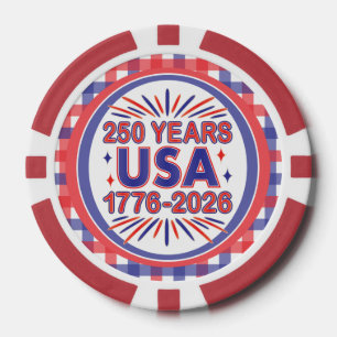 Fichas De Póquer 250 años EE.UU.   1776-2026 Semiquincentenario