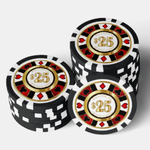 Fichas De Póquer $25 Dollar Casino Poker Chip Las Vegas - Rojo/Blan