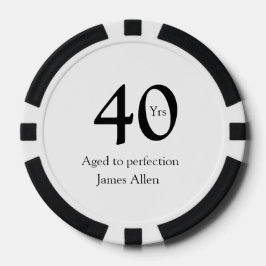 Fichas De Póquer 40 years aged to perfection birthday name simple 