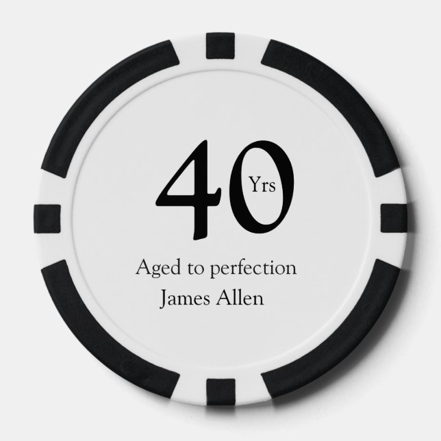 Fichas De Póquer 40 years aged to perfection birthday name simple  (Anverso)