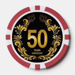Fichas De Póquer 50 años de Purpurina de oro