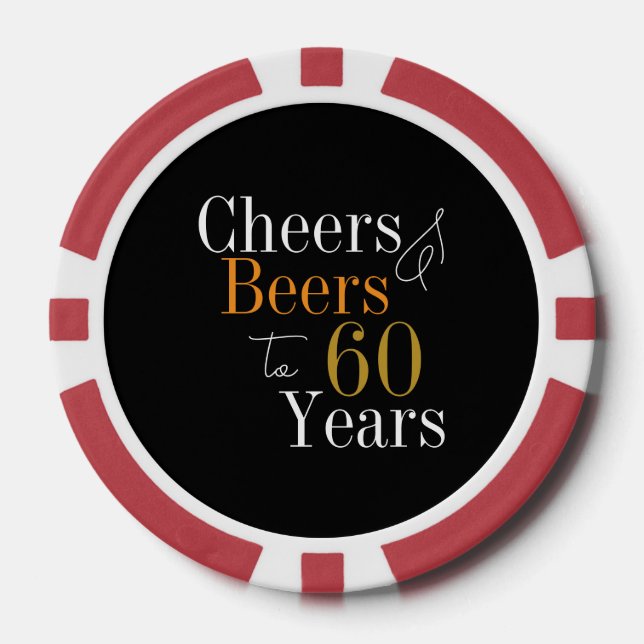 Fichas De Póquer 60.º cumpleaños Saludos Cerveza Fiesta de Oro Negr (Anverso)