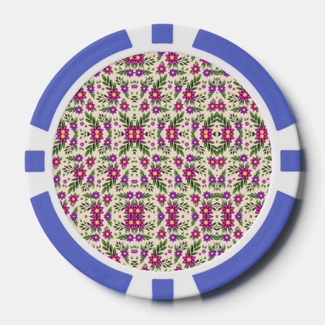 Fichas De Póquer A casino chip features intricate floral patterns (Anverso)