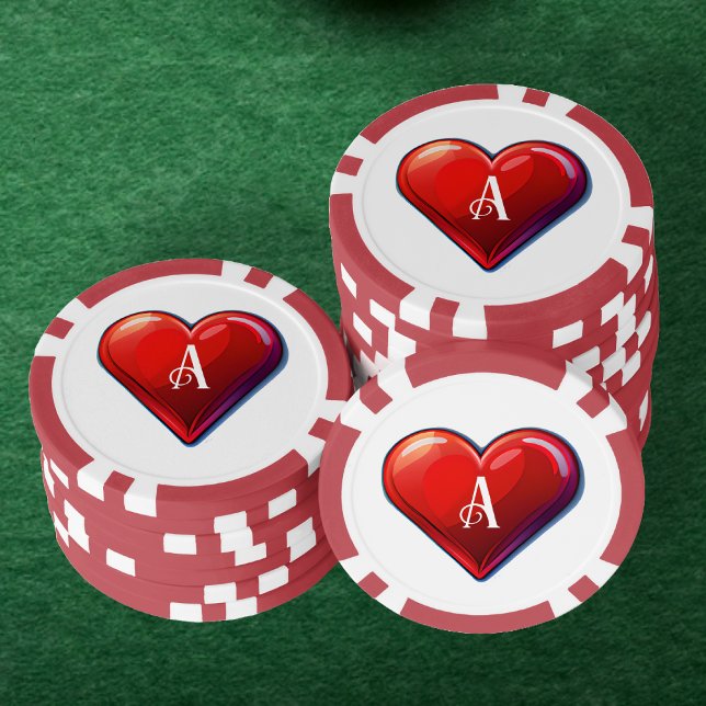 Fichas De Póquer Ace of Hearts Red Casino Deck of Play Cards (Ace of Hearts Red Casino Deck of Playing Cards Poker Chips)