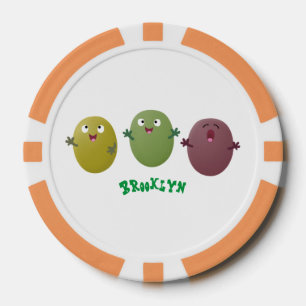 Fichas De Póquer Aceitunas alegres y lindas cantando personalizado