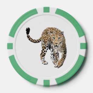 Fichas De Póquer acuarela leopardo gato de la selva animal pintado