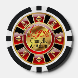 Fichas De Póquer Adam Las Vegas Casino Chip   oro rojo