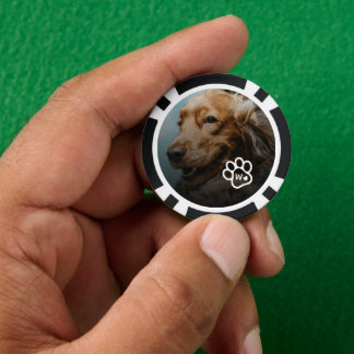 Fichas De Póquer Agrega tu propia foto de mascotas de perro monogra