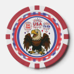 Fichas De Póquer Águila calva con fuegos artificiales - Estados Uni