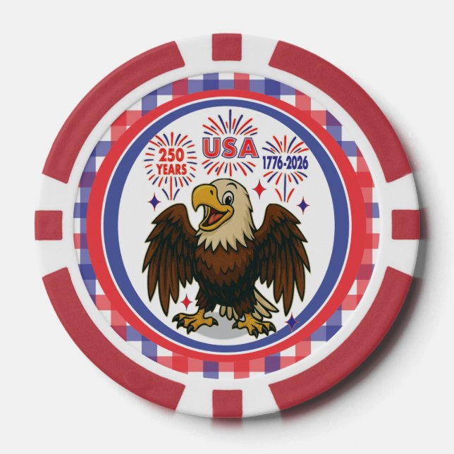 Fichas De Póquer Águila calva con fuegos artificiales - Estados Uni (Anverso)