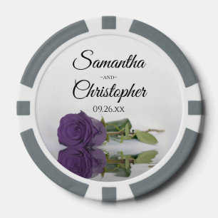 Fichas De Póquer Amethyst Purple Rosa Couple's Names & Boda Date