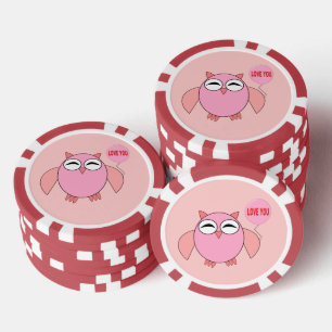Fichas De Póquer Amo Rosa Cute, Lechuza