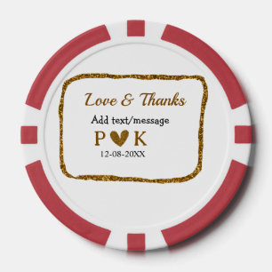 Fichas De Póquer Amor y agradecimiento añaden nombre de pareja boda
